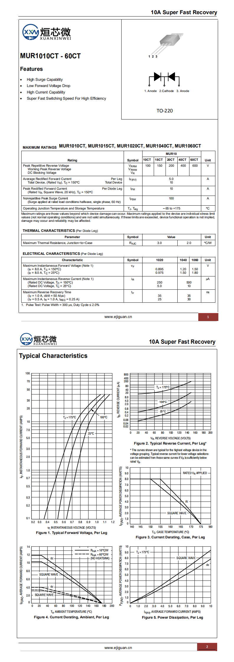 MUR1015CT快恢復(fù)二極管