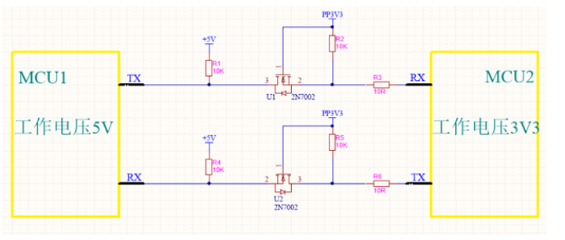 電平轉換電路 VDD和MCU之間串口通信